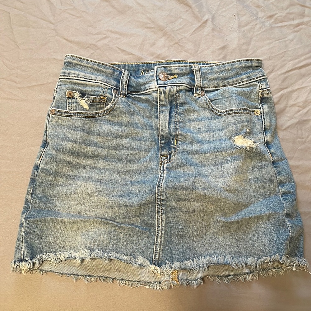 American Eagle “Hi-Rise” mini denim skirt